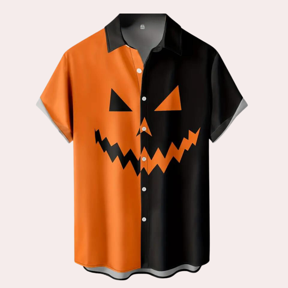 Anitra - Spookachtige Pompoengezicht Zomert-shirt voor Mannen