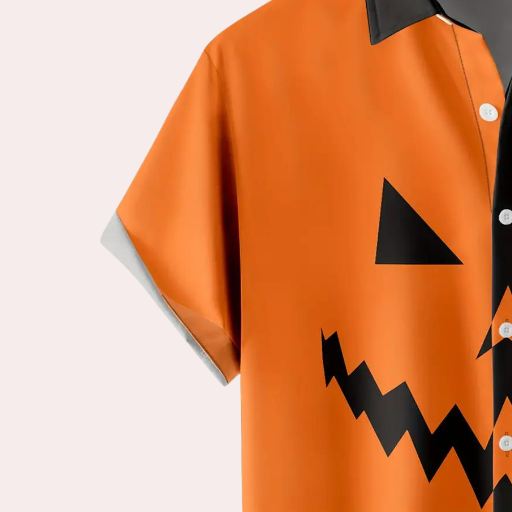 Anitra - Spookachtige Pompoengezicht Zomert-shirt voor Mannen