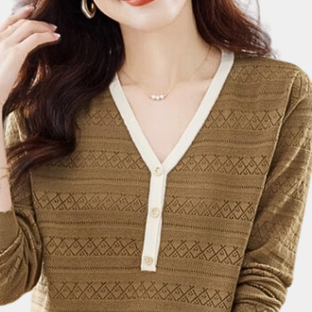 Lioren - Elegante dames zomertrui met diepe V-hals