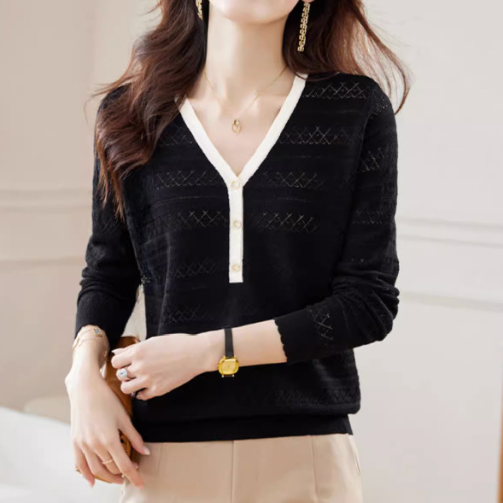 Lioren - Elegante dames zomertrui met diepe V-hals
