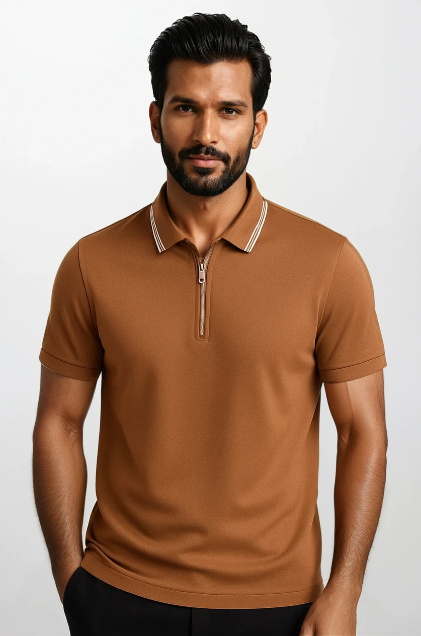 Essential Polo avec Fermeture Éclair rouge