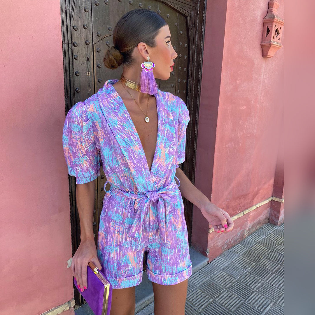 KAHLANI - Stijlvolle v-hals zomer romper