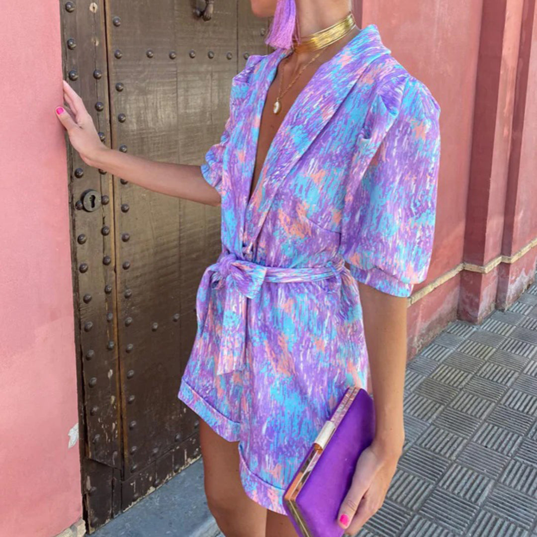 KAHLANI - Stijlvolle v-hals zomer romper