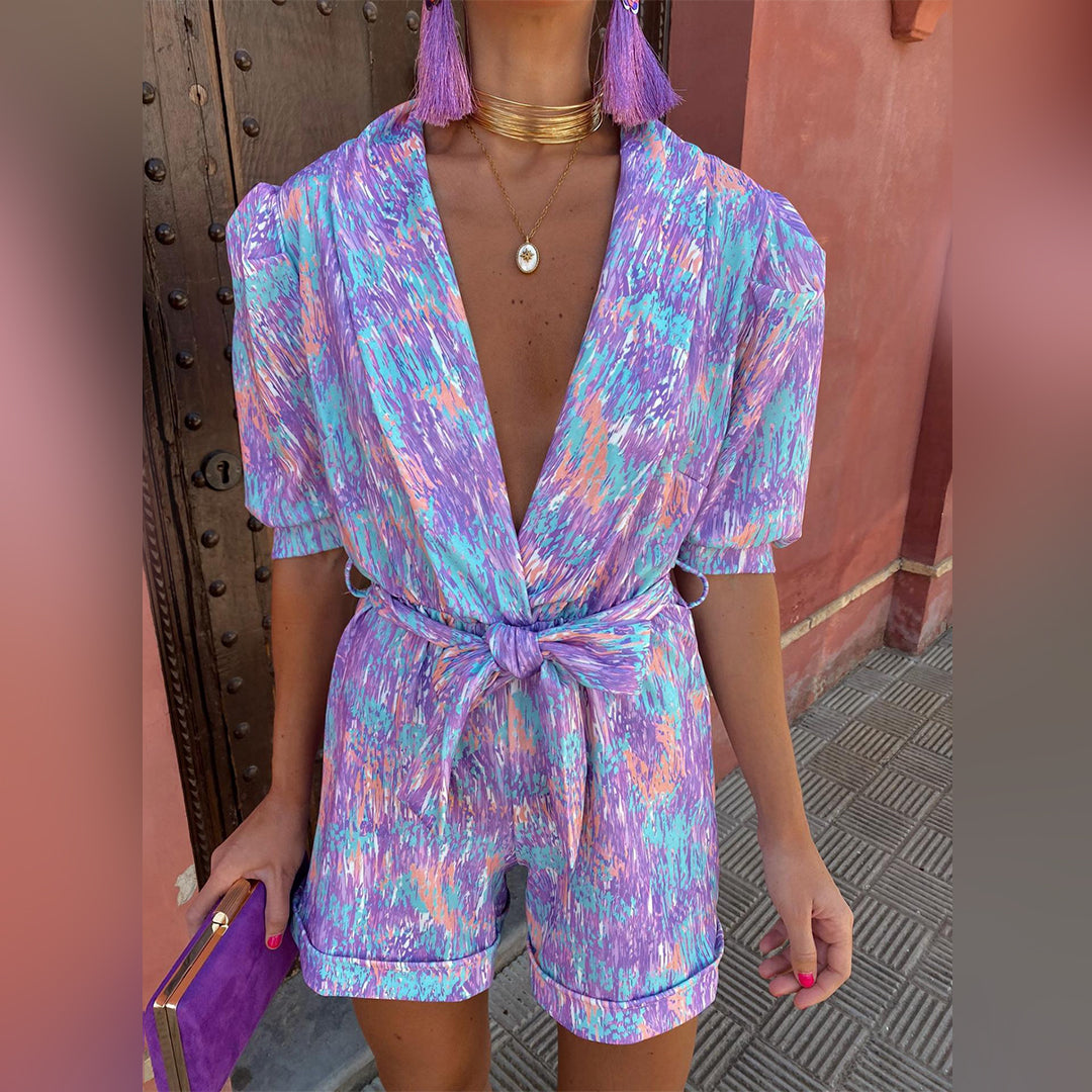 KAHLANI - Stijlvolle v-hals zomer romper