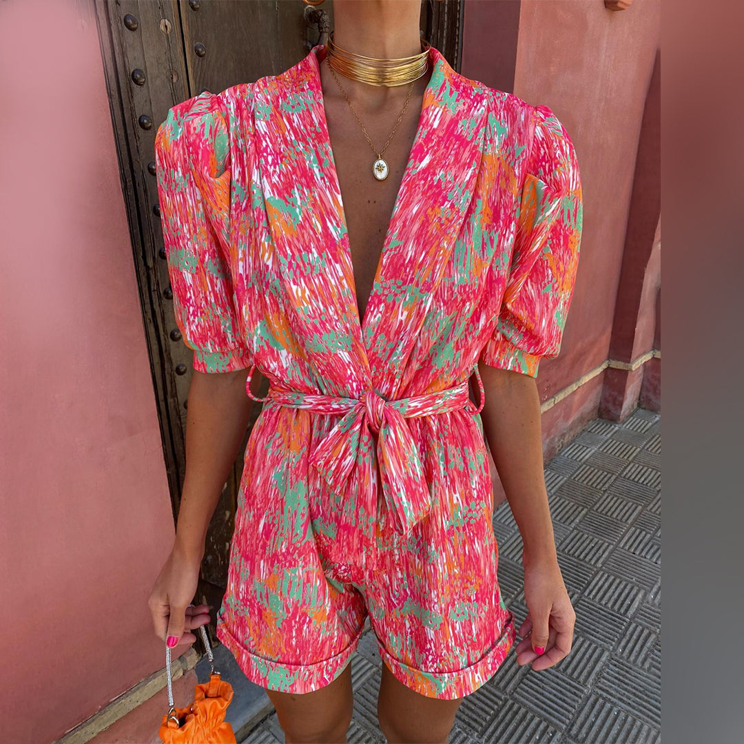 KAHLANI - Stijlvolle v-hals zomer romper
